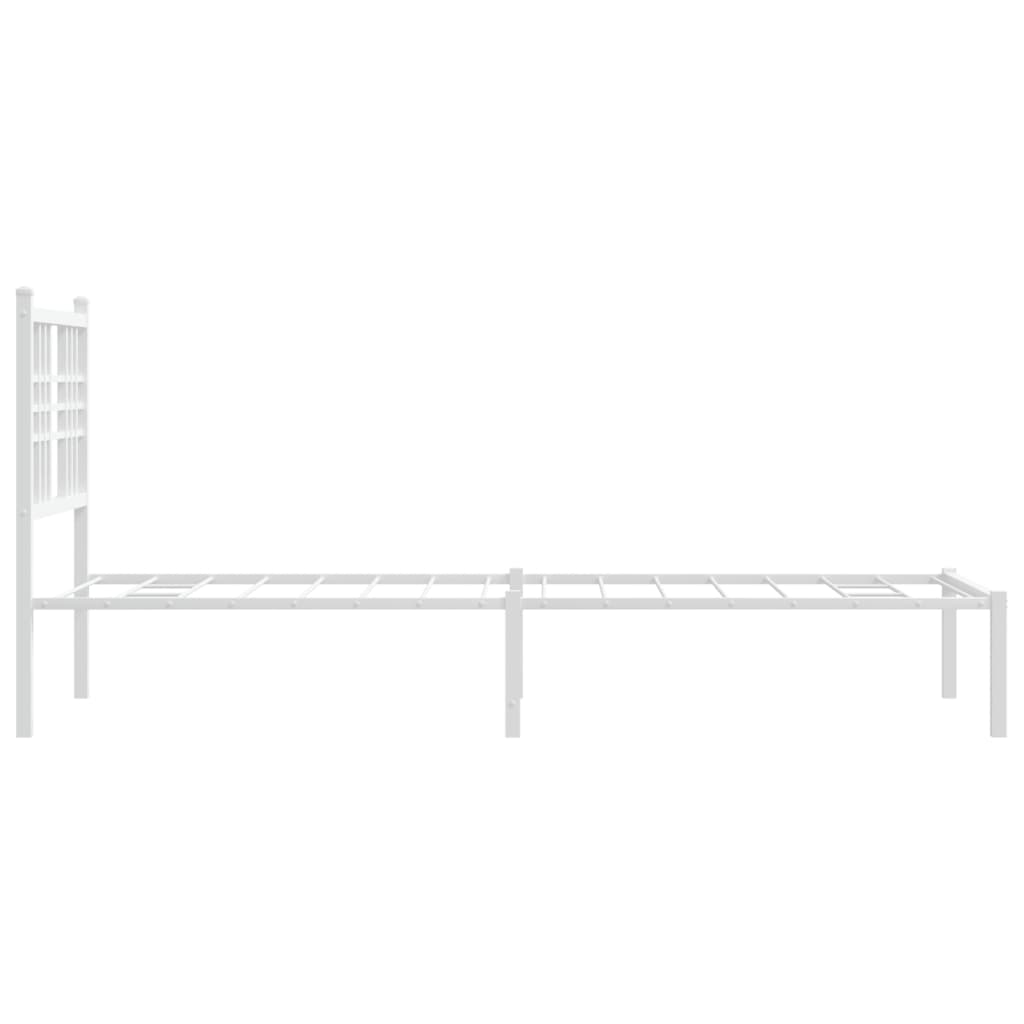 vidaXL Metalowe łóżko z wezgłowiem, bez materaca, białe, 75x190 cm