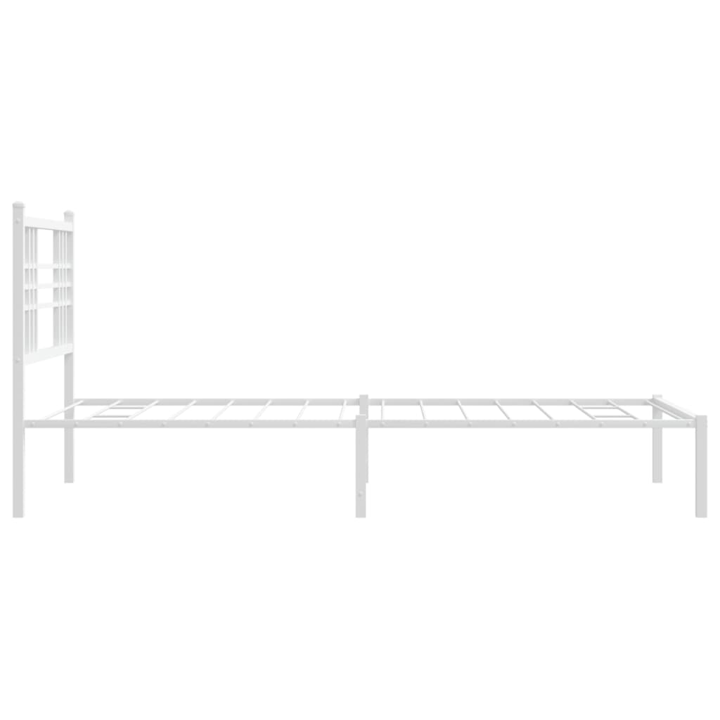 vidaXL Metalowa rama łóżka z wezgłowiem, biała, 100x200 cm