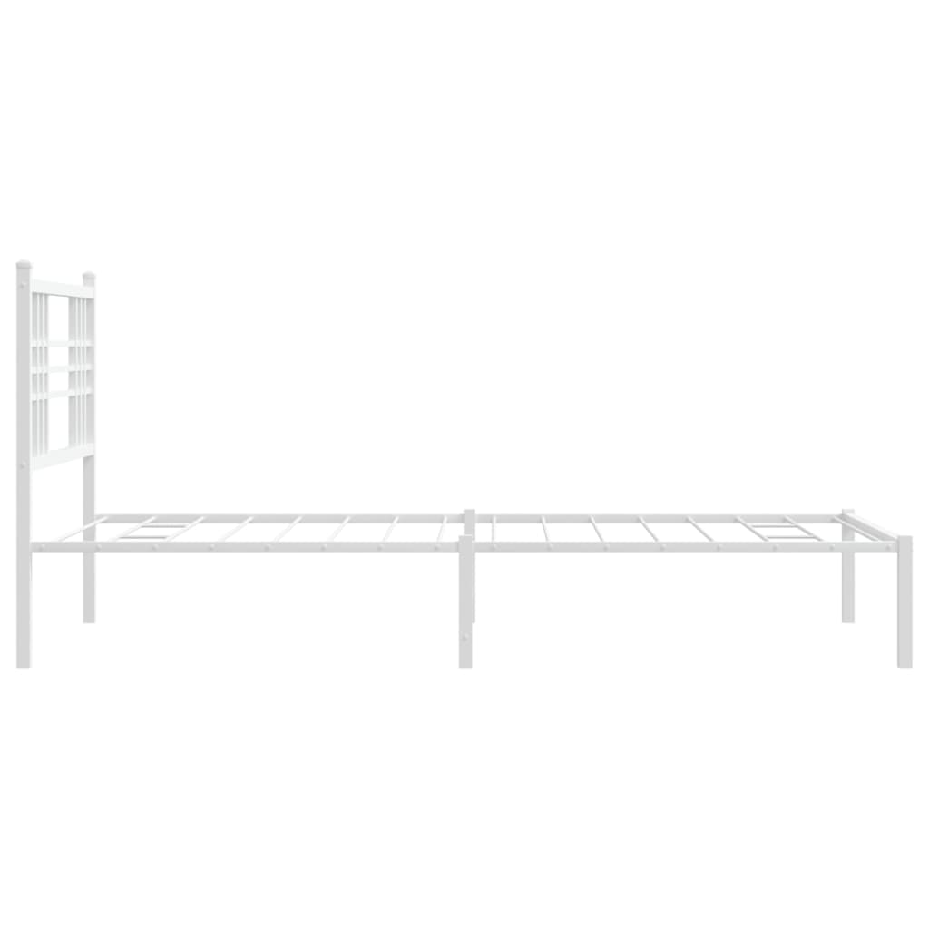 vidaXL Metalowa rama łóżka z wezgłowiem, biała, 107x203 cm