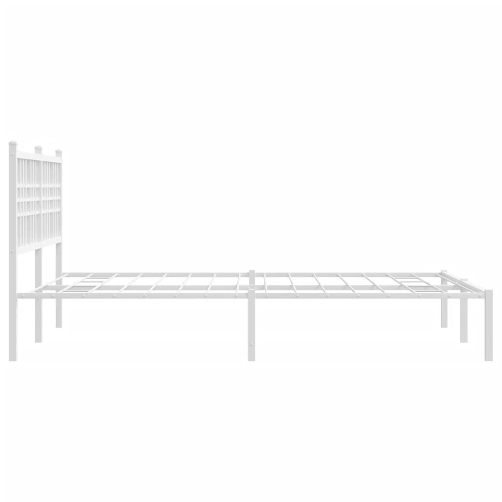 vidaXL Metalowa rama łóżka z wezgłowiem, biała, 120x200 cm