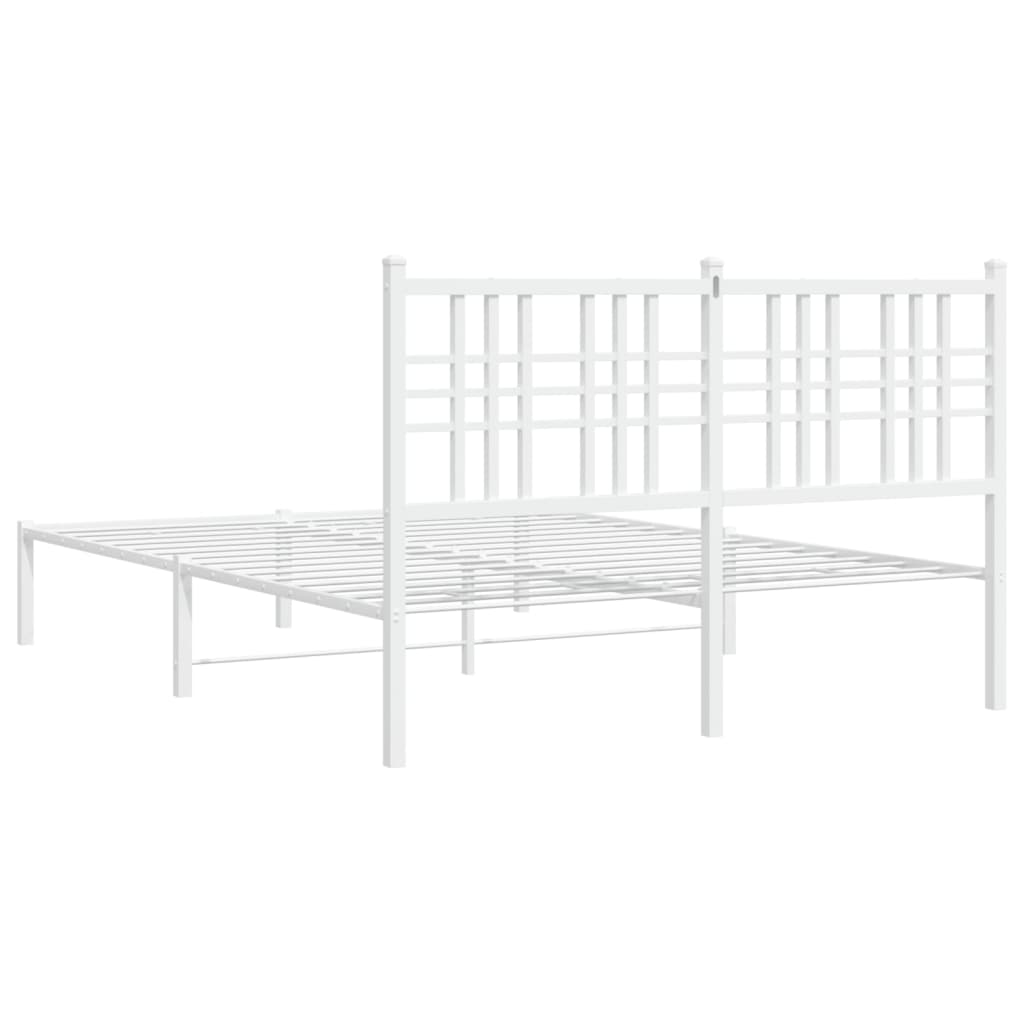 vidaXL Metalowa rama łóżka z wezgłowiem biała, 140x200 cm