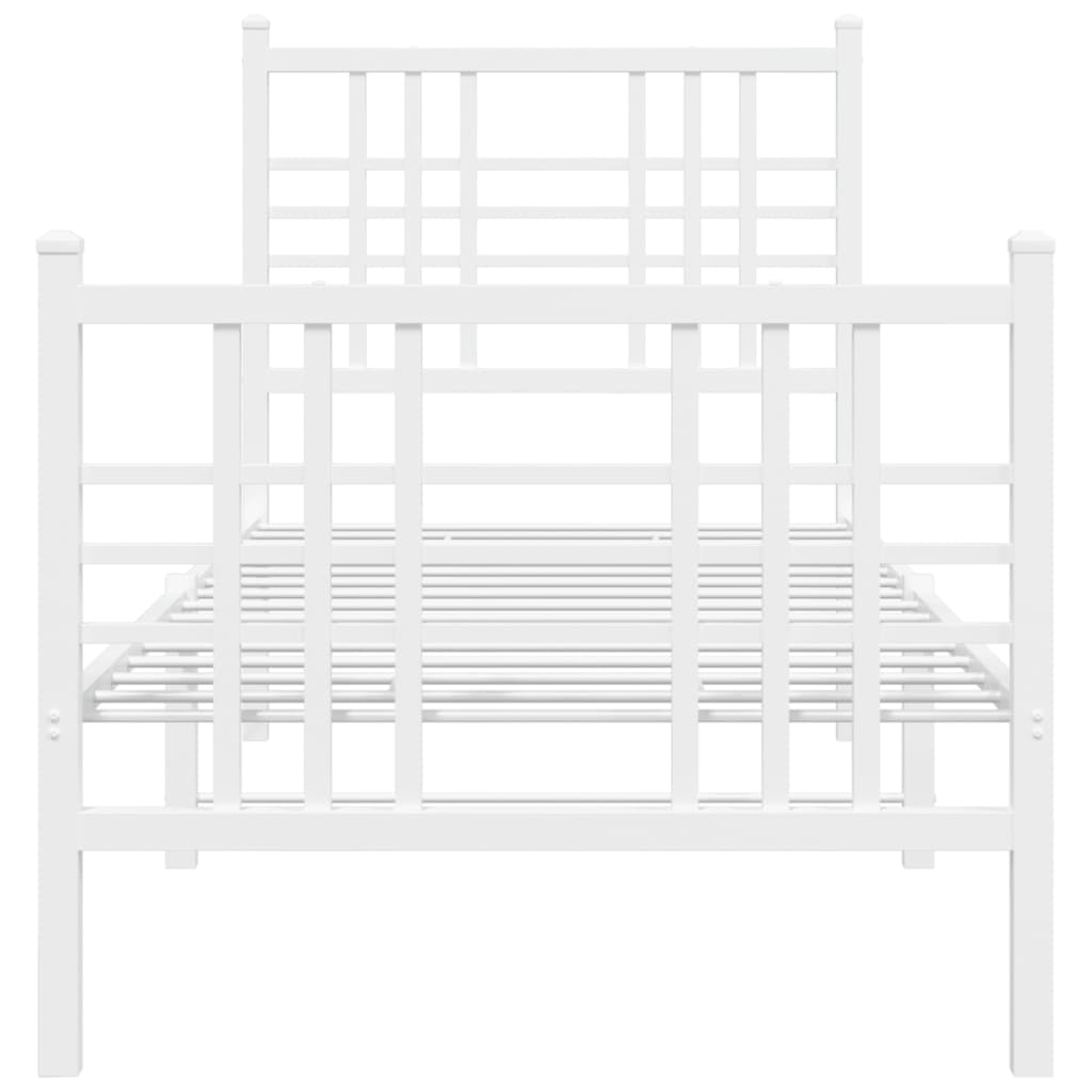 vidaXL Metalowa rama łóżka z wezgłowiem i zanóżkiem, biała, 80x200 cm