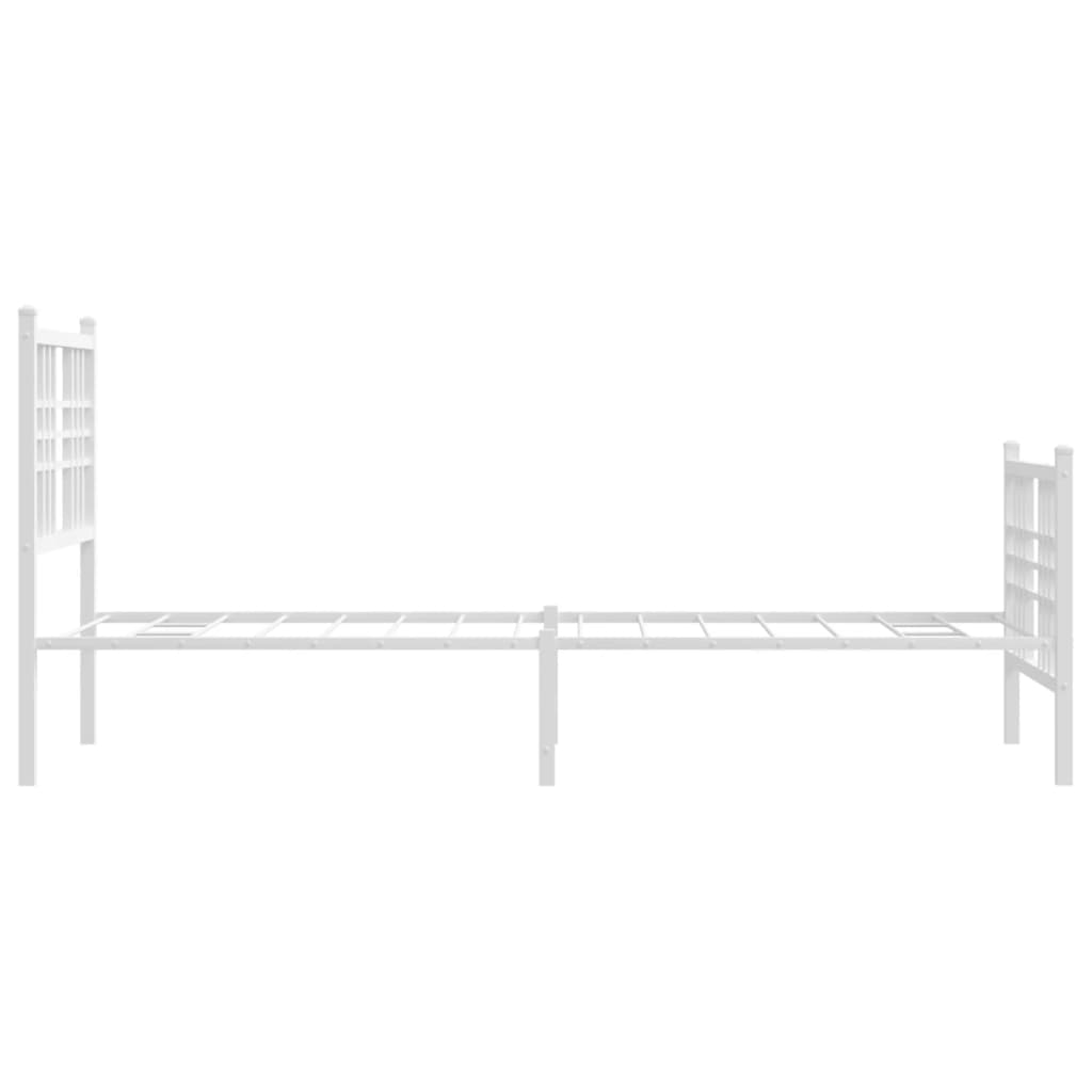 vidaXL Metalowa rama łóżka z wezgłowiem i zanóżkiem, biała, 80x200 cm