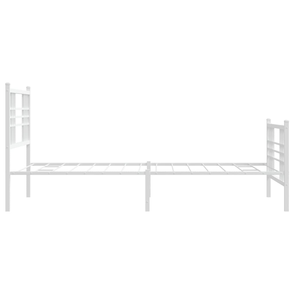 vidaXL Metalowa rama łóżka z wezgłowiem i zanóżkiem, biała, 107x203 cm