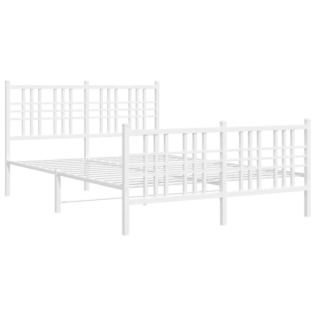 vidaXL Metalowa rama łóżka z wezgłowiem i zanóżkiem, biała, 120x190 cm