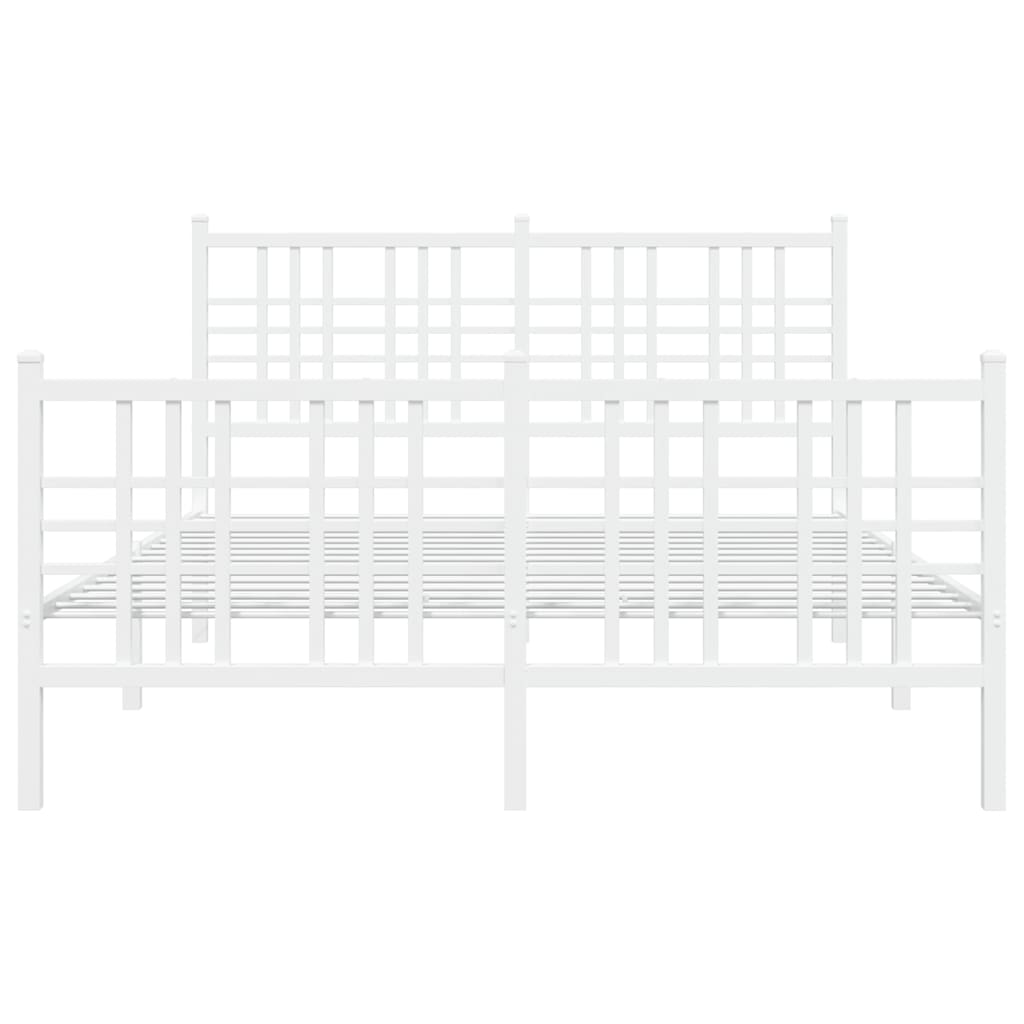 vidaXL Metalowa rama łóżka z wezgłowiem i zanóżkiem, biała, 120x190 cm