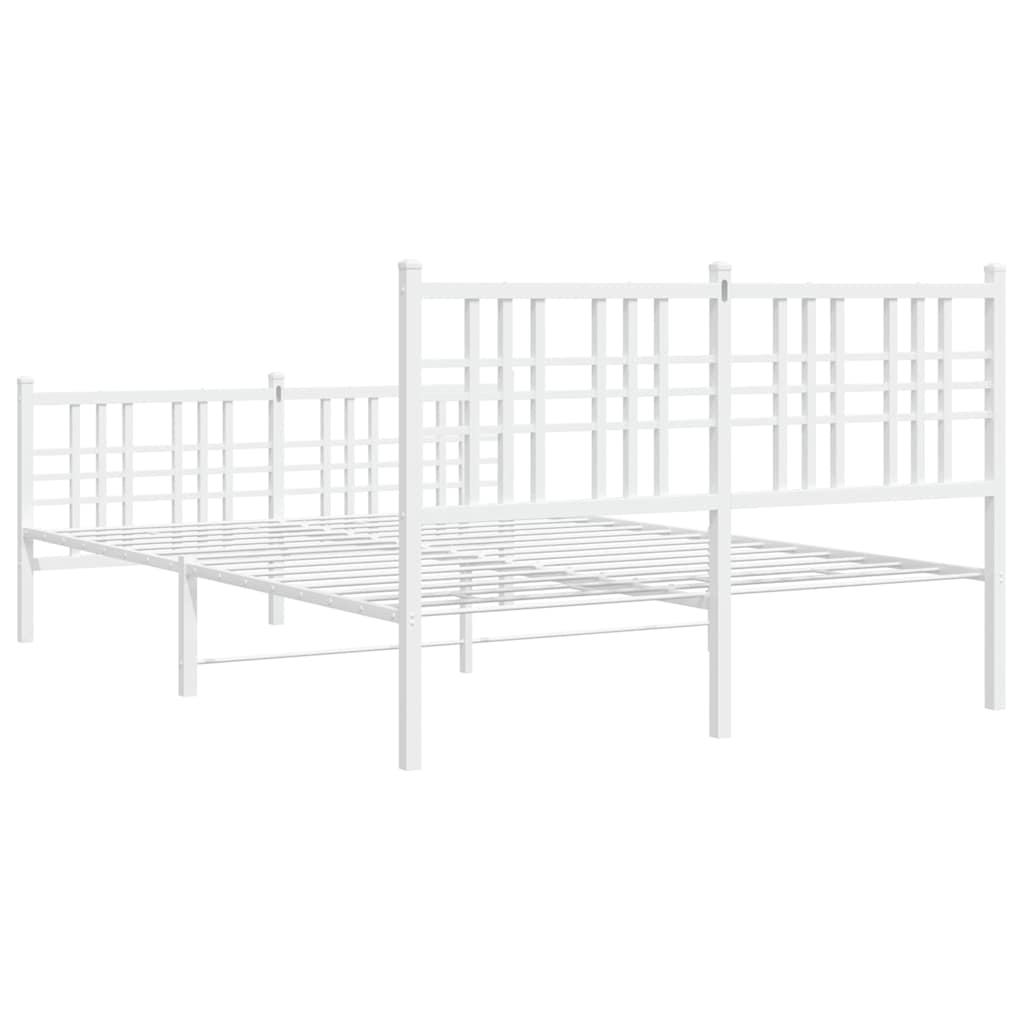 vidaXL Metalowa rama łóżka z wezgłowiem i zanóżkiem, biała, 120x190 cm