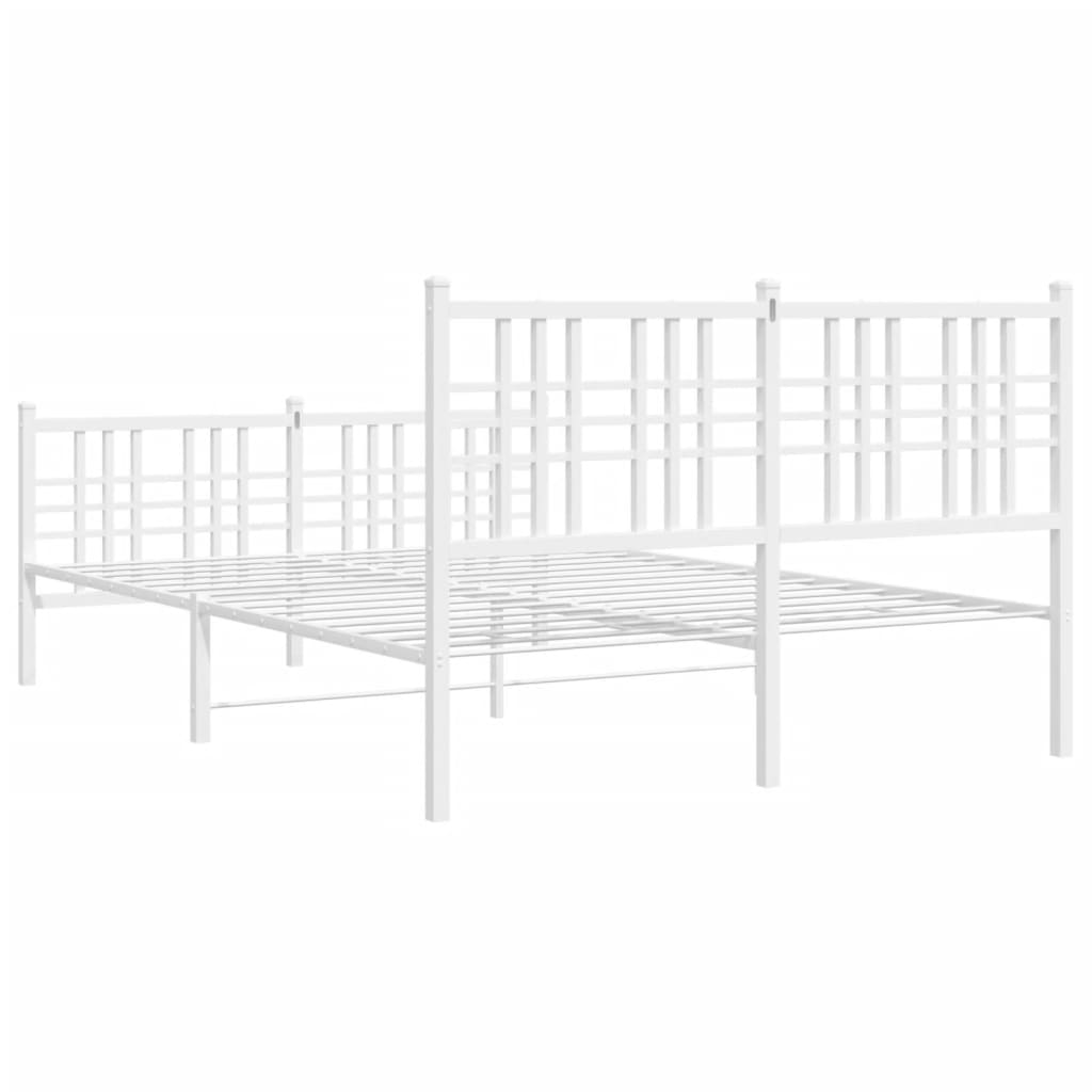 vidaXL Metalowa rama łóżka z wezgłowiem i zanóżkiem, biała, 140x190 cm