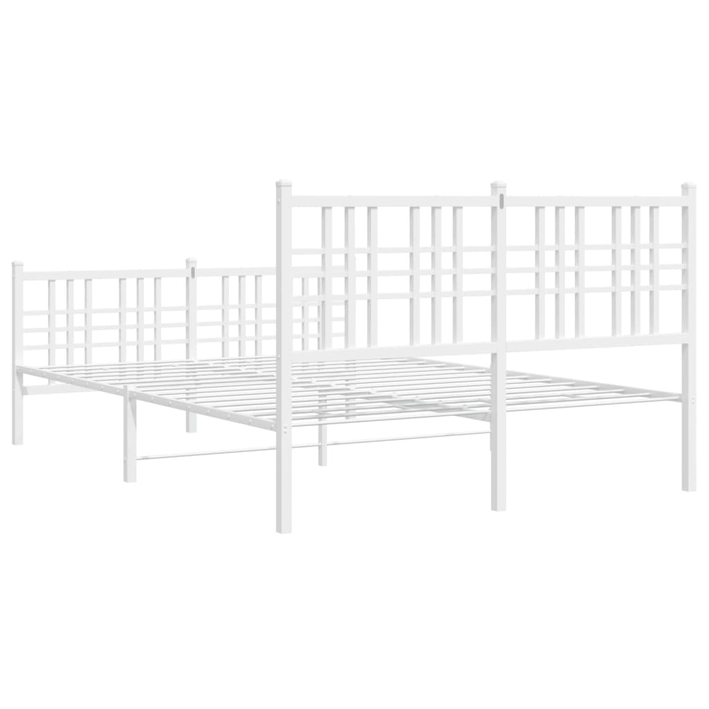 vidaXL Metalowa rama łóżka z wezgłowiem i zanóżkiem, biała, 140x200 cm