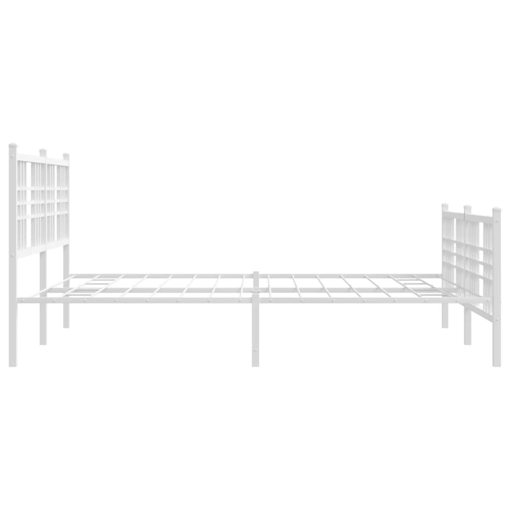 vidaXL Metalowa rama łóżka z wezgłowiem i zanóżkiem, biała, 150x200 cm