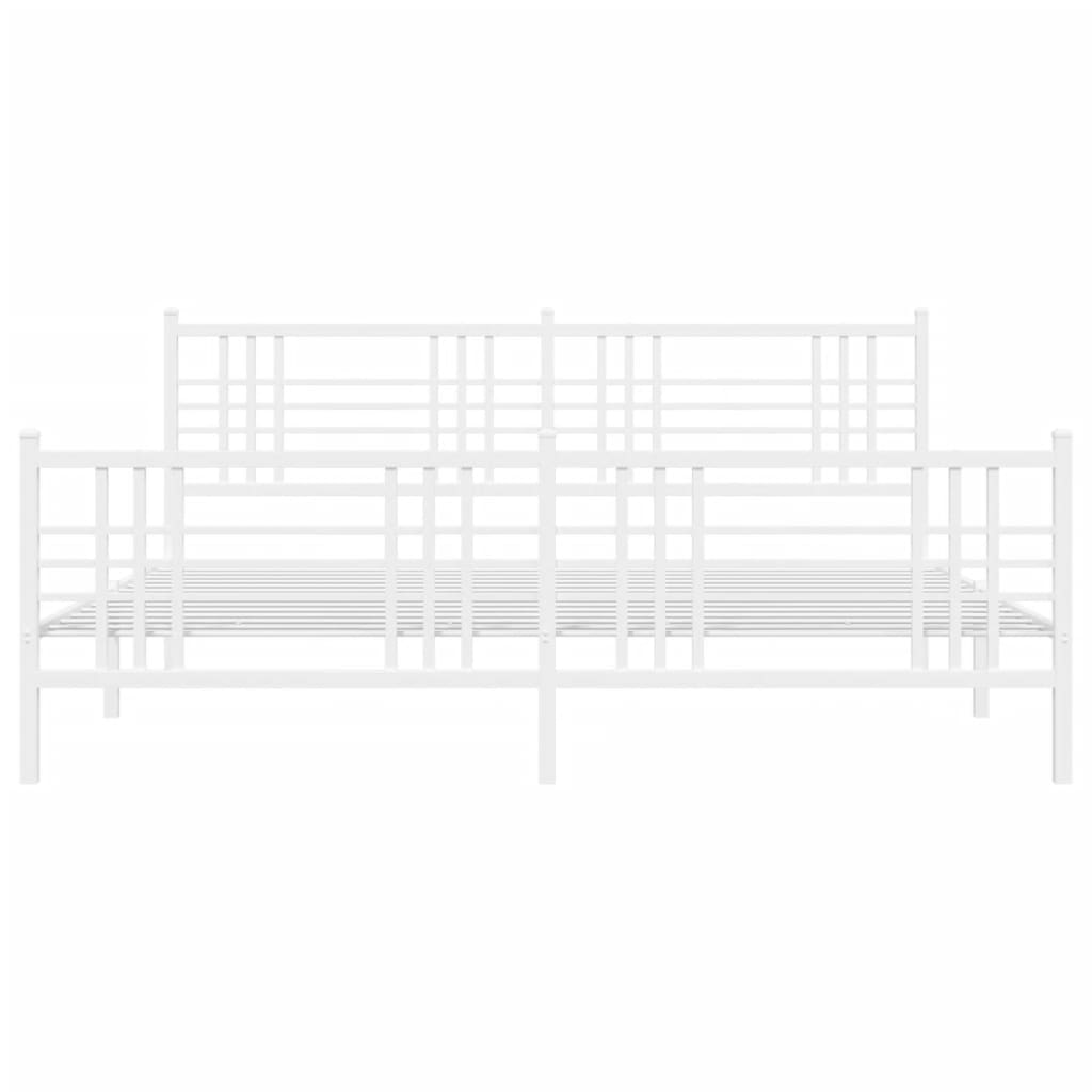 vidaXL Metalowa rama łóżka z wezgłowiem i zanóżkiem, biała, 180x200 cm