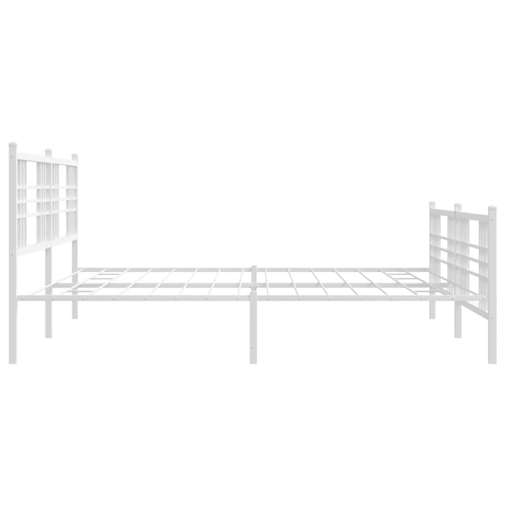 vidaXL Metalowa rama łóżka z wezgłowiem i zanóżkiem, biała, 180x200 cm