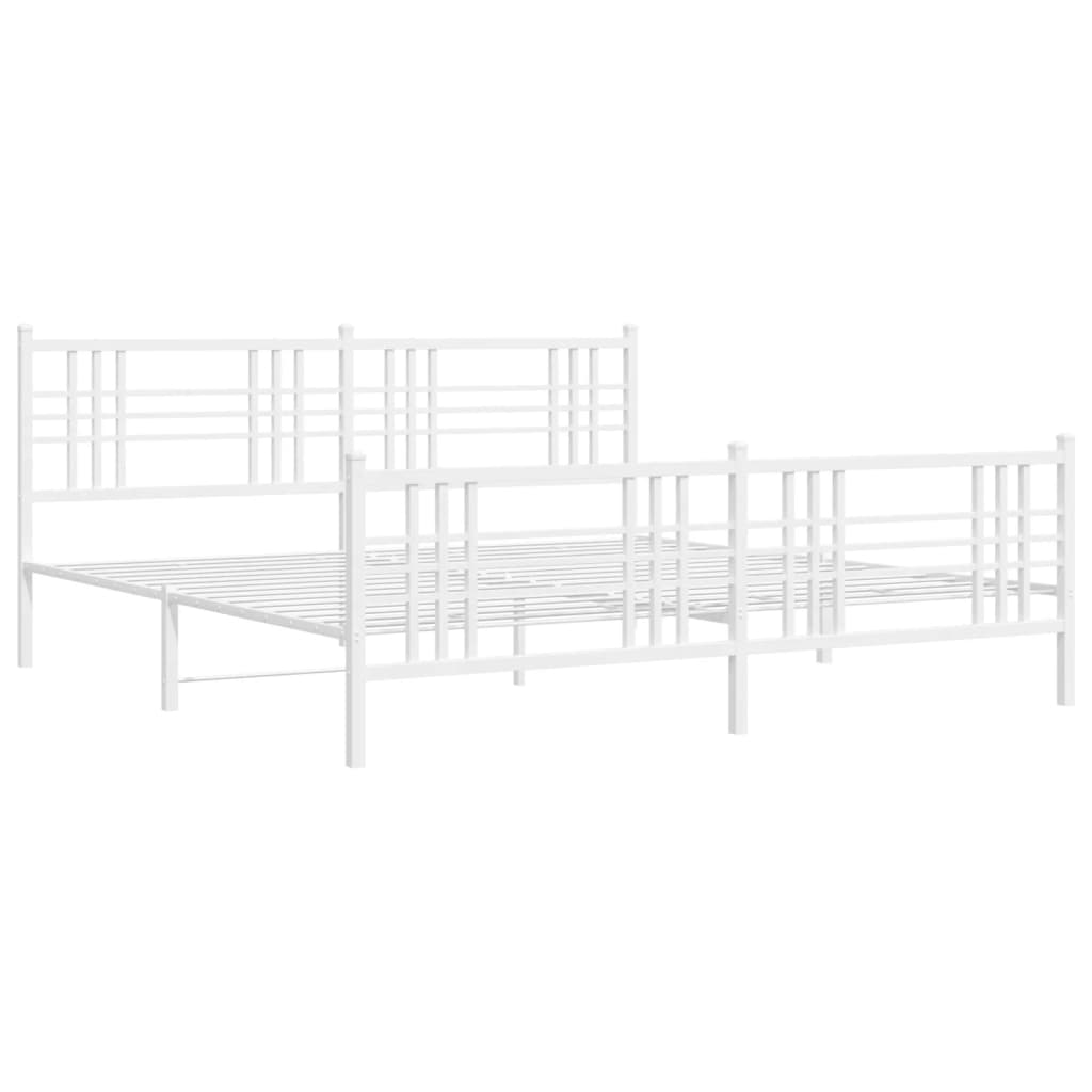 vidaXL Metalowa rama łóżka z wezgłowiem i zanóżkiem, biała, 183x213 cm