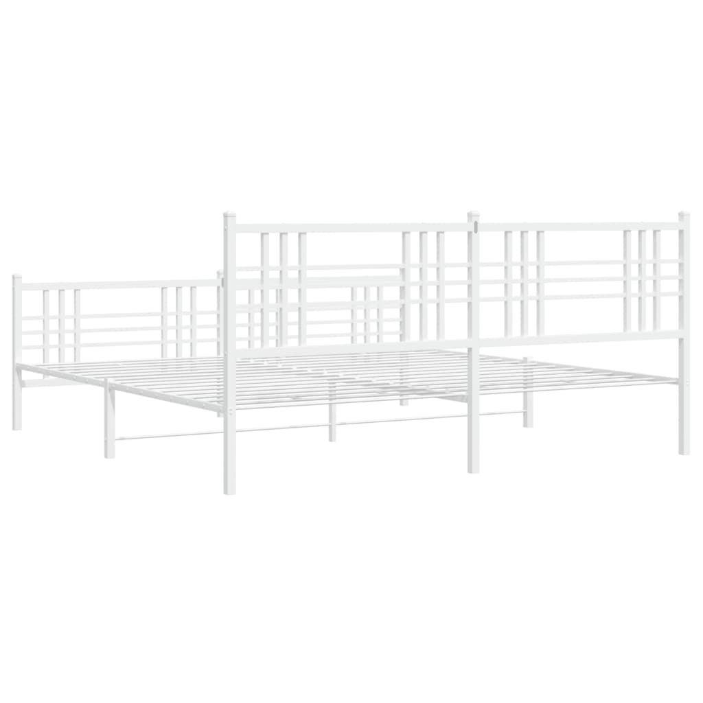 vidaXL Metalowa rama łóżka z wezgłowiem i zanóżkiem, biała, 183x213 cm