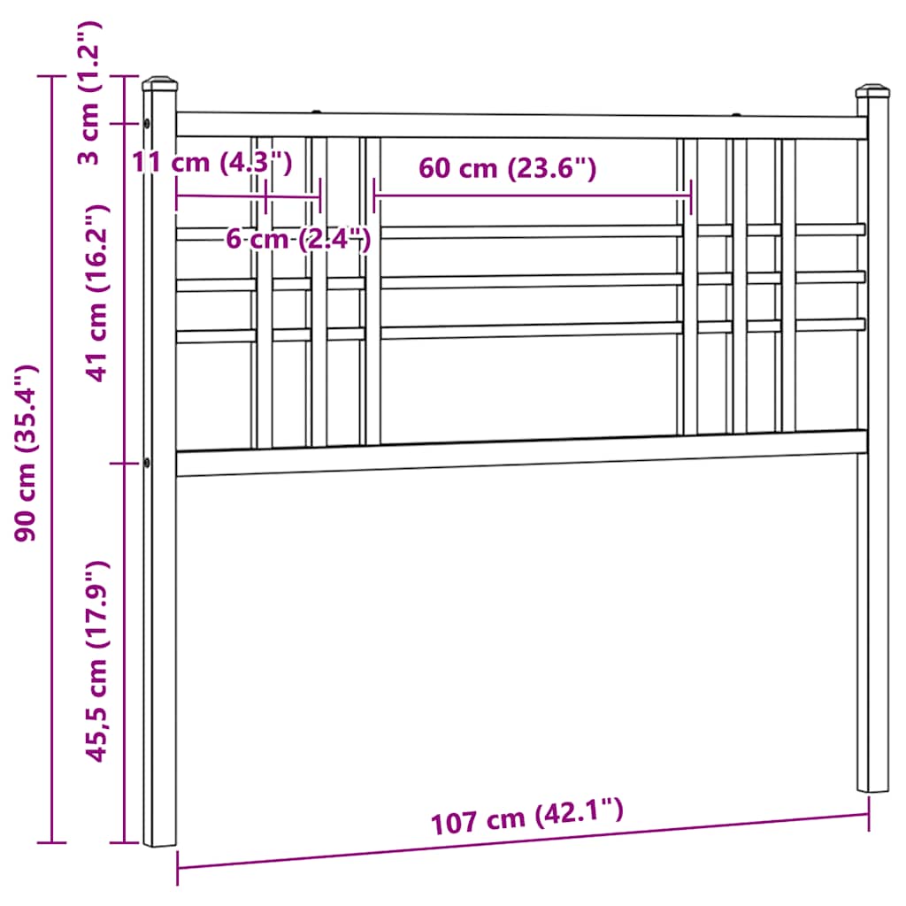 vidaXL Metalowe wymienne wezgłowie, białe, 107 cm