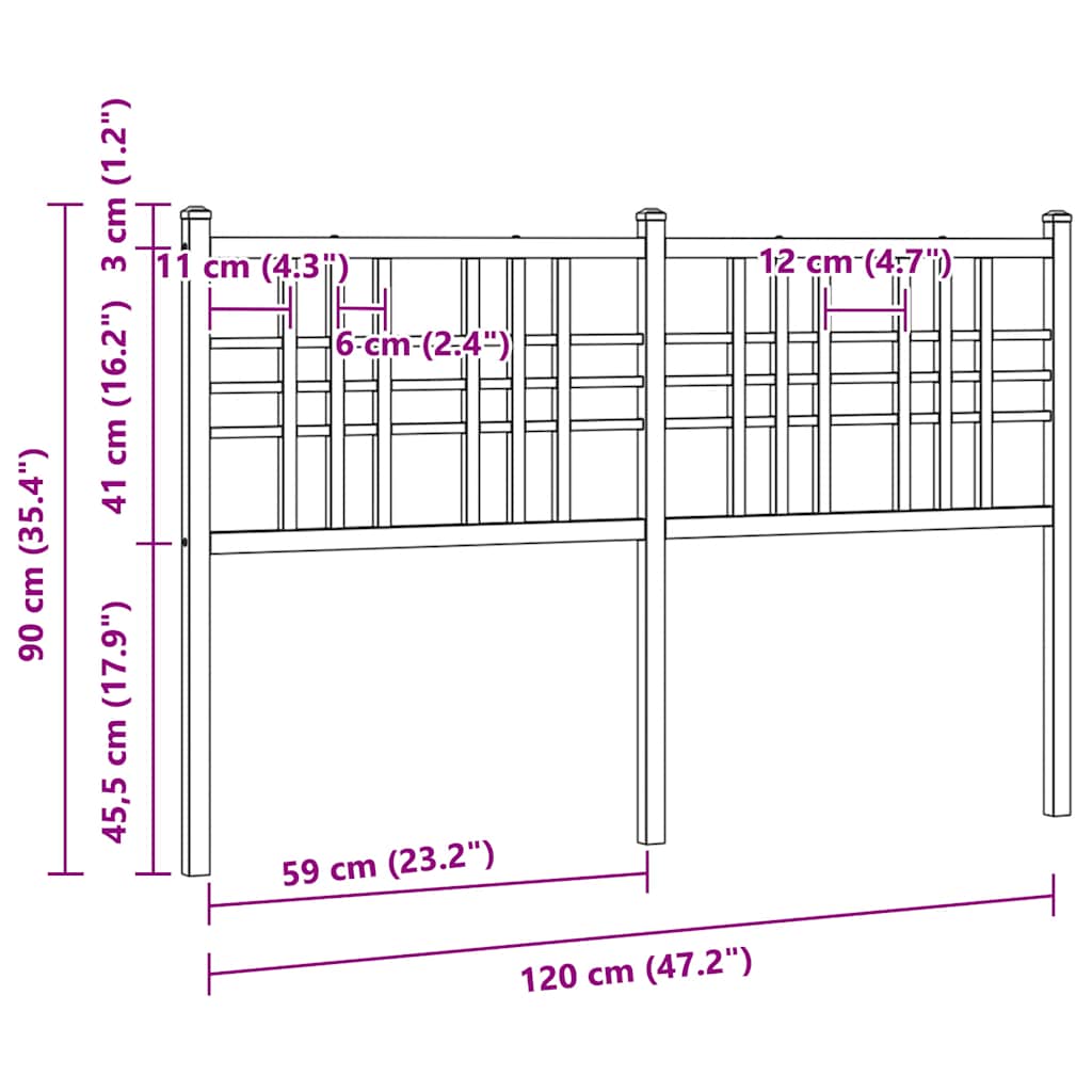 vidaXL Metalowe wymienne wezgłowie, białe, 120 cm