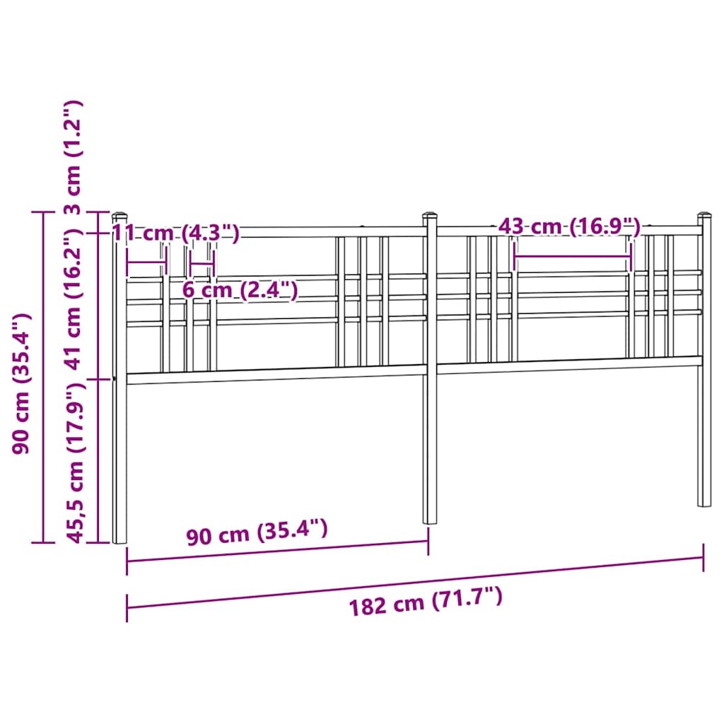 vidaXL Metalowe wymienne wezgłowie, białe, 180 cm
