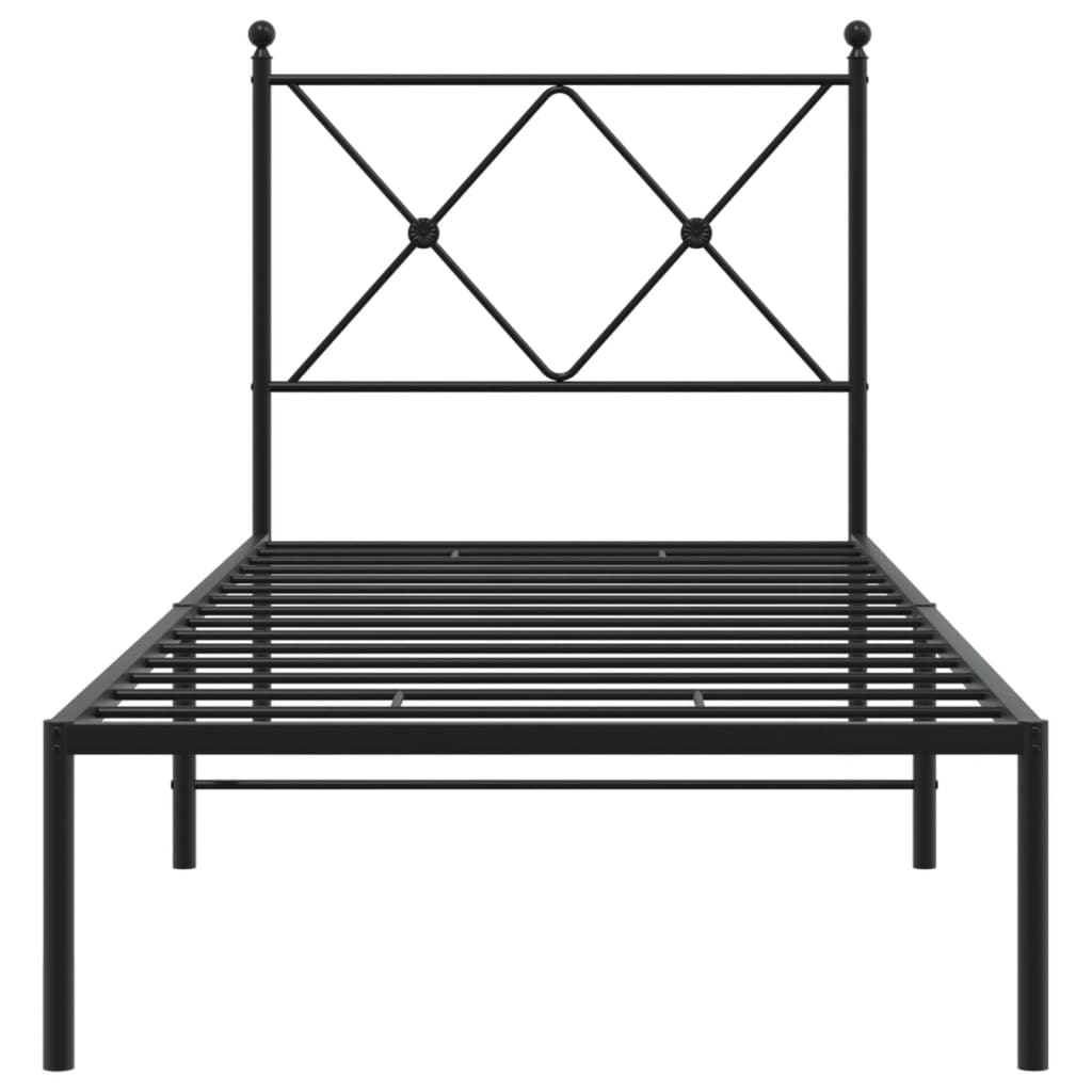 vidaXL Metalowa rama łóżka z wezgłowiem, czarna, 80x200 cm
