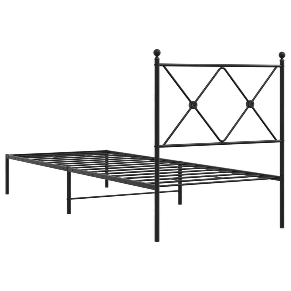 vidaXL Metalowa rama łóżka z wezgłowiem, czarna, 80x200 cm