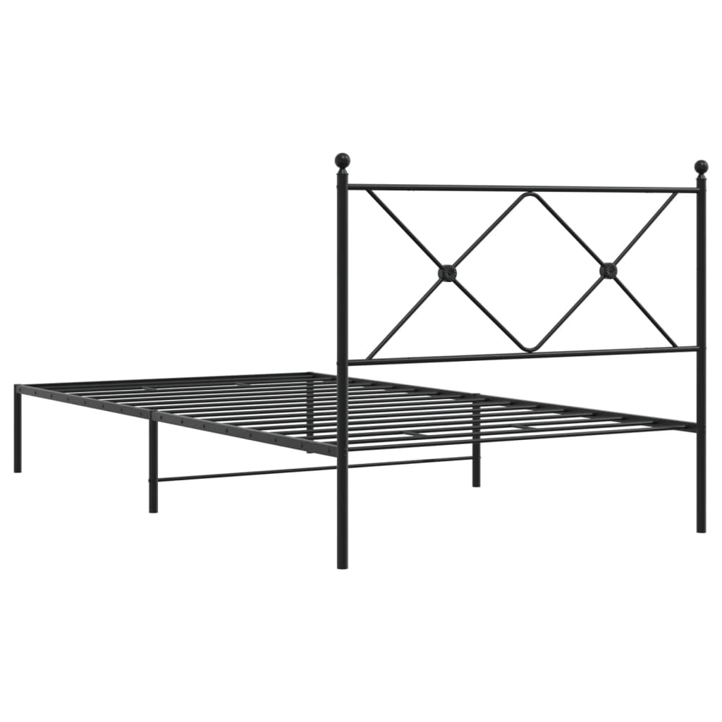 vidaXL Metalowa rama łóżka z wezgłowiem, czarna, 100x190 cm