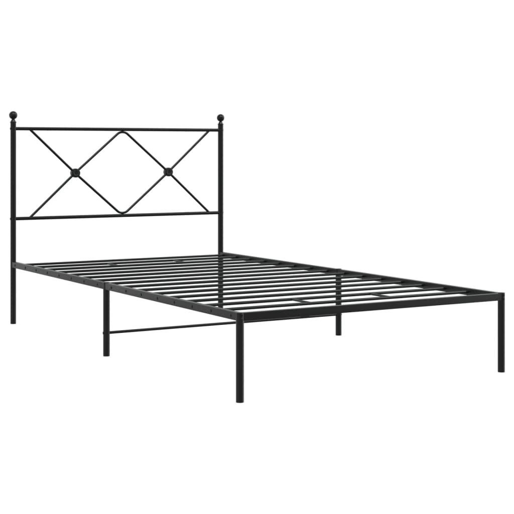 vidaXL Metalowa rama łóżka z wezgłowiem, czarna, 100x200 cm
