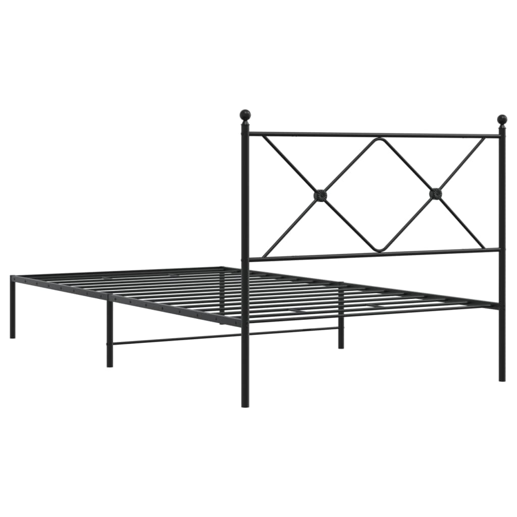vidaXL Metalowa rama łóżka z wezgłowiem, czarna, 100x200 cm