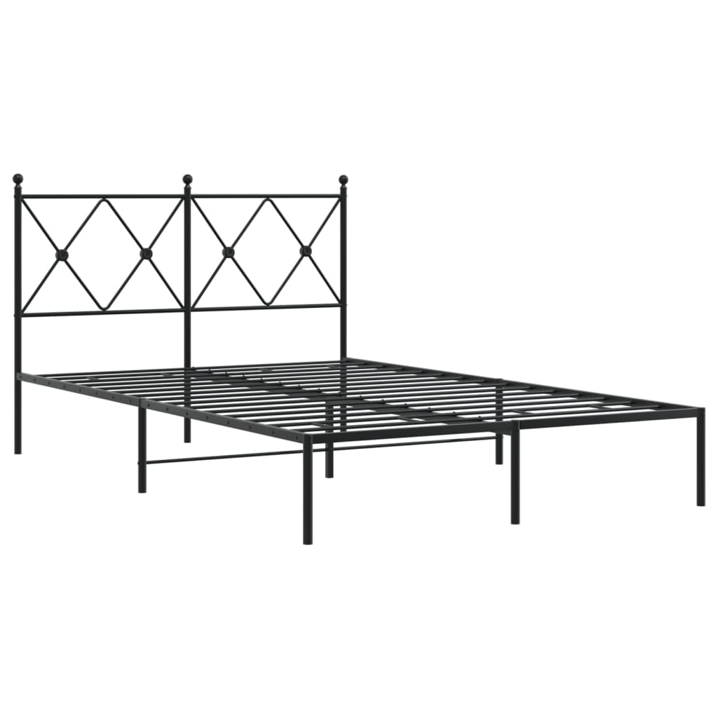 vidaXL Metalowa rama łóżka z wezgłowiem, czarna, 120x190 cm