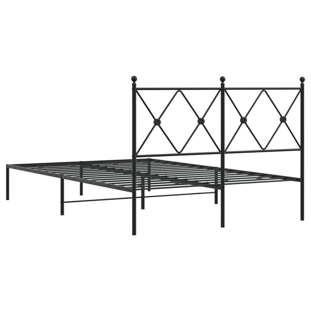 vidaXL Metalowa rama łóżka z wezgłowiem, czarna, 120x190 cm