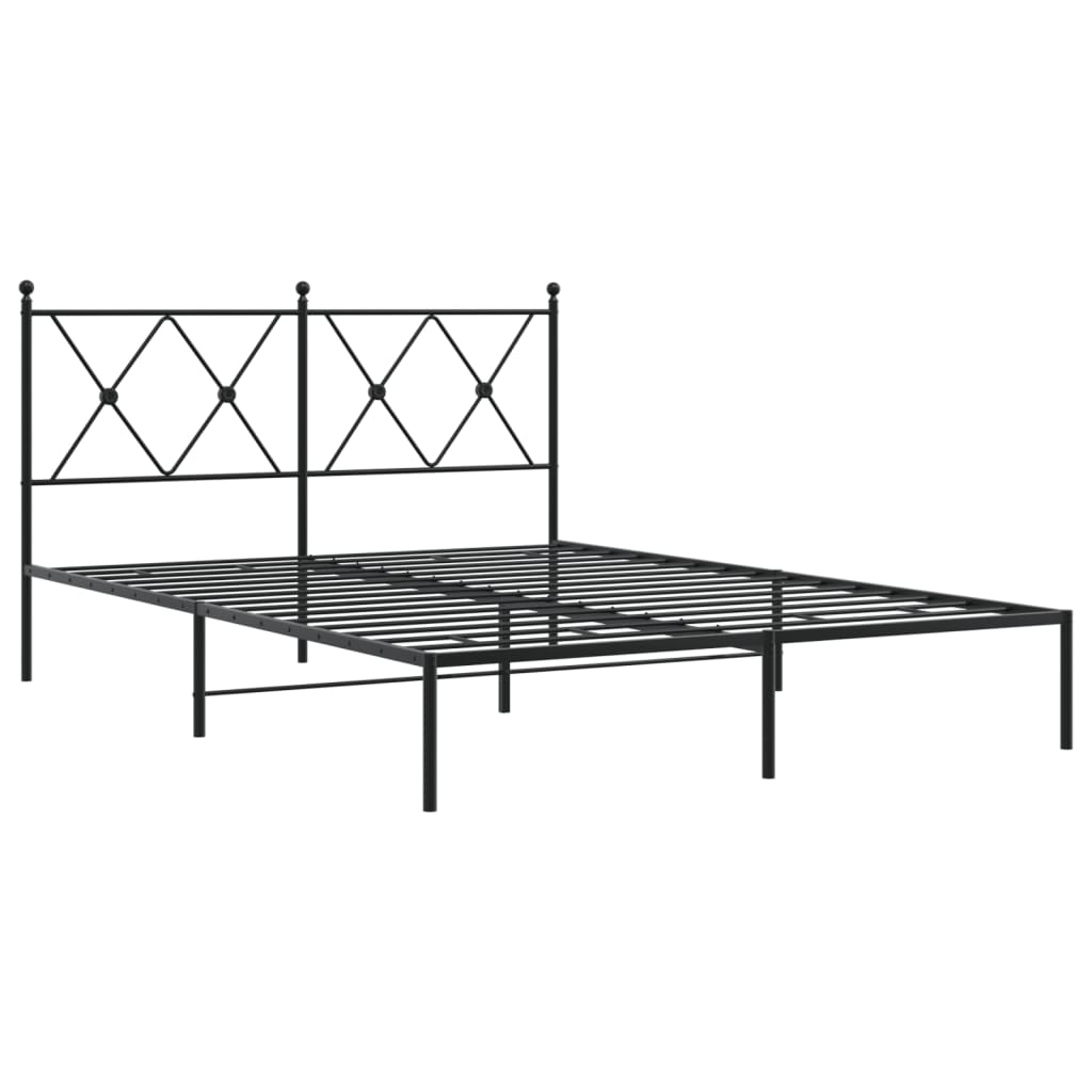 vidaXL Metalowa rama łóżka z wezgłowiem, czarna, 140x190 cm