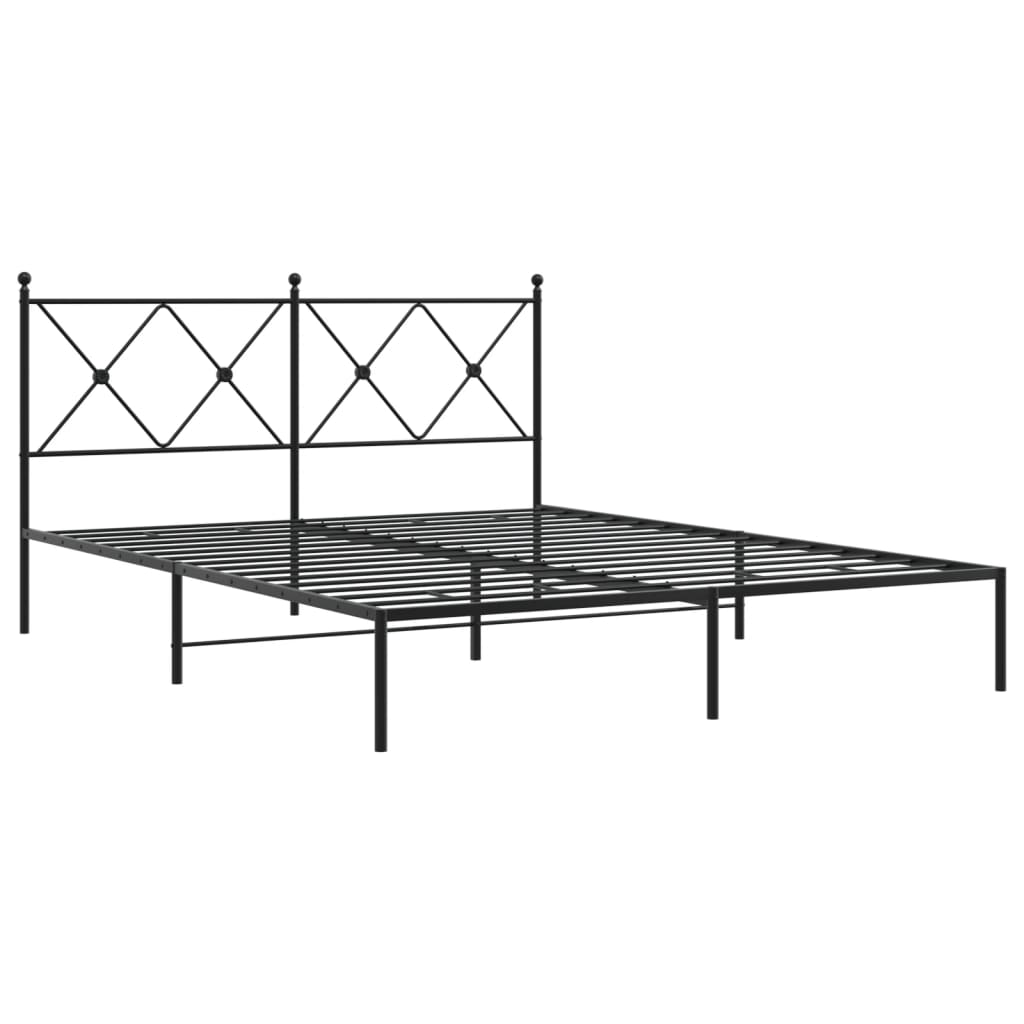 vidaXL Metalowa rama łóżka z wezgłowiem, czarna, 160x200 cm