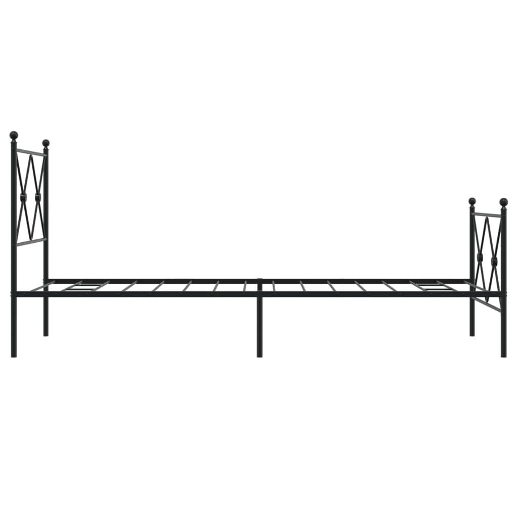 vidaXL Metalowa rama łóżka z wezgłowiem i zanóżkiem, czarna, 75x190 cm