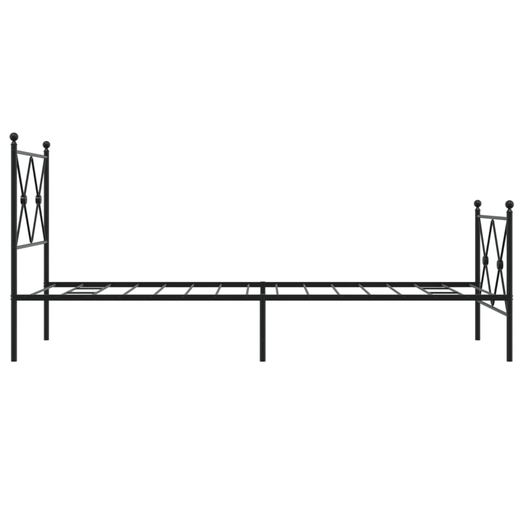 vidaXL Metalowa rama łóżka z wezgłowiem i zanóżkiem, czarna, 80x200 cm