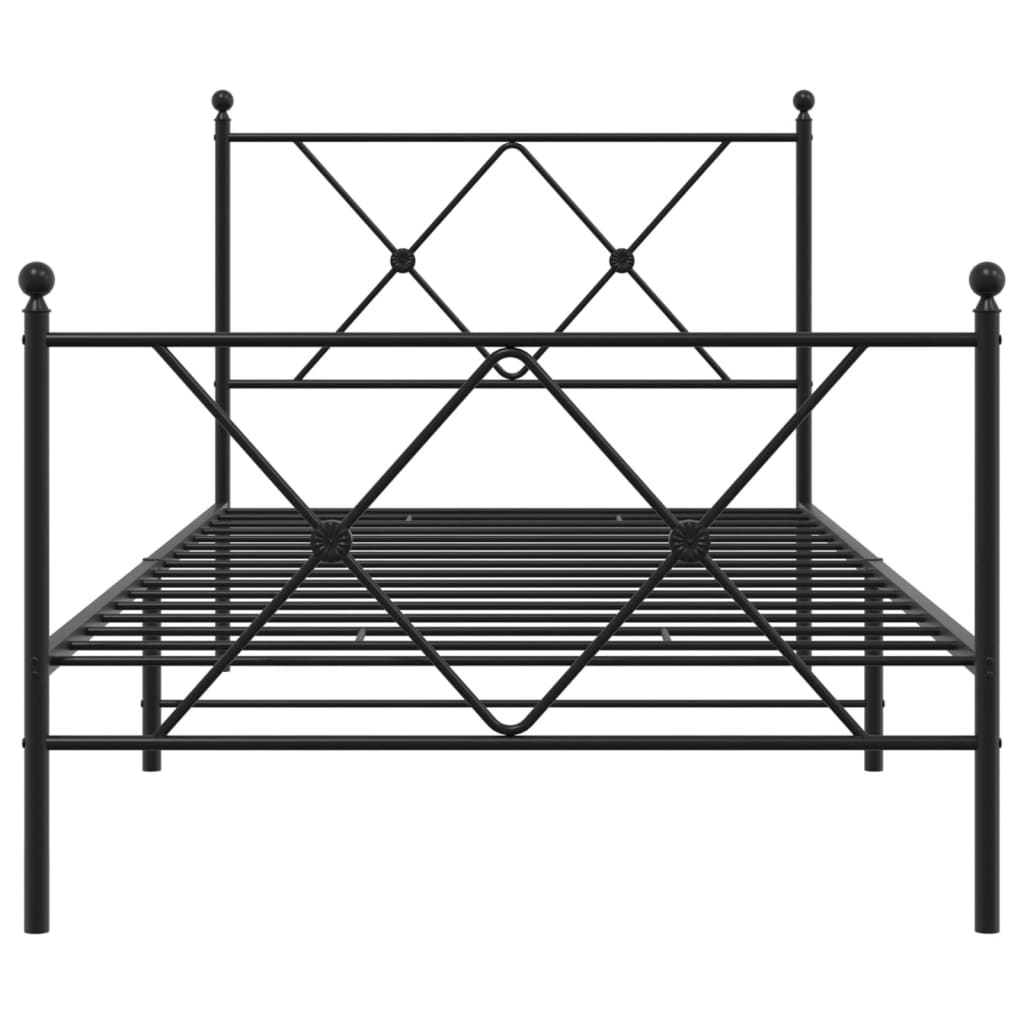 vidaXL Metalowa rama łóżka z wezgłowiem i zanóżkiem, czarna, 90x200 cm