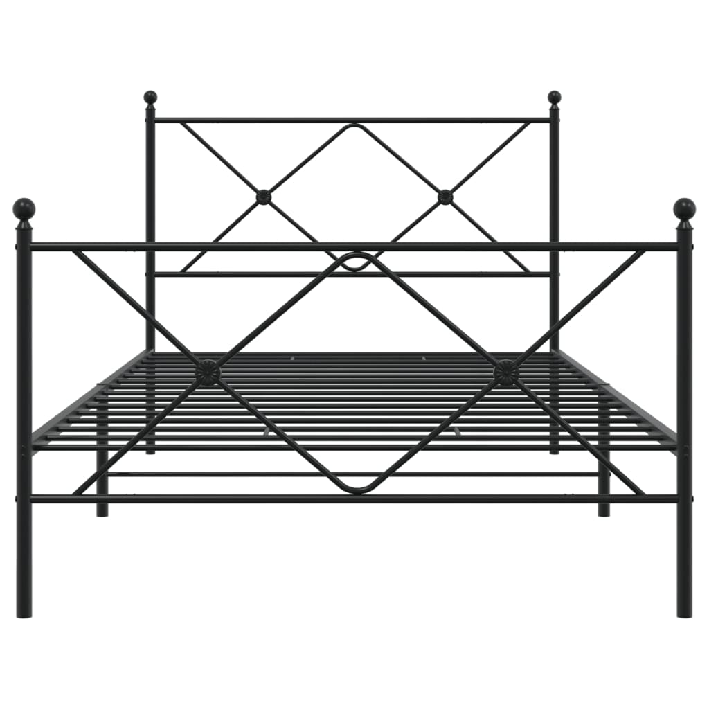 vidaXL Metalowa rama łóżka z wezgłowiem i zanóżkiem, czarna, 100x190cm