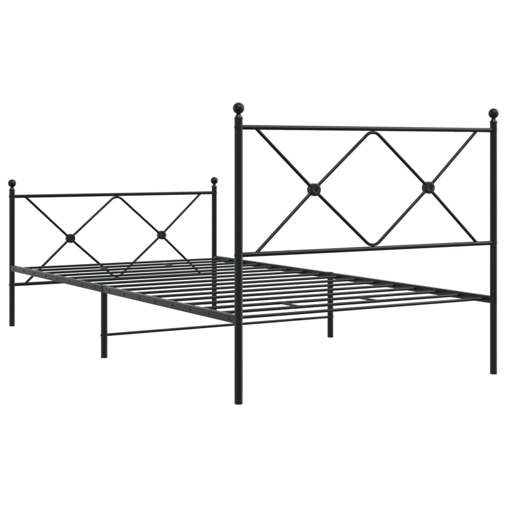 vidaXL Metalowa rama łóżka z wezgłowiem i zanóżkiem, czarna, 100x190cm