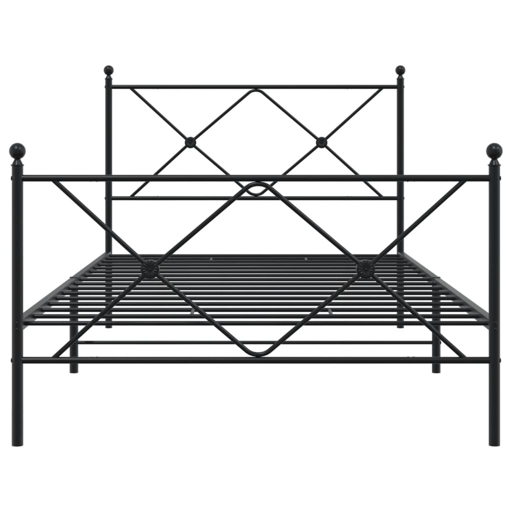 vidaXL Metalowa rama łóżka z wezgłowiem i zanóżkiem, czarna, 100x200cm