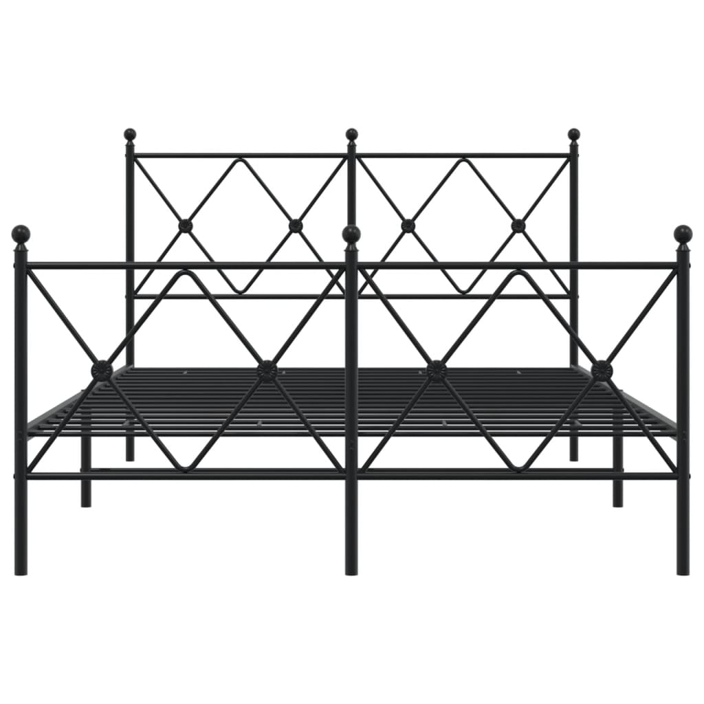 vidaXL Metalowa rama łóżka z wezgłowiem i zanóżkiem, czarna, 120x190cm