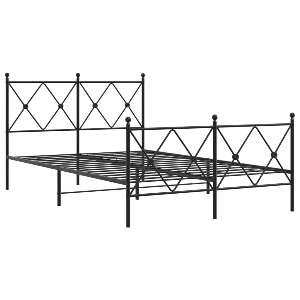 vidaXL Metalowa rama łóżka z wezgłowiem i zanóżkiem, czarna, 120x200cm