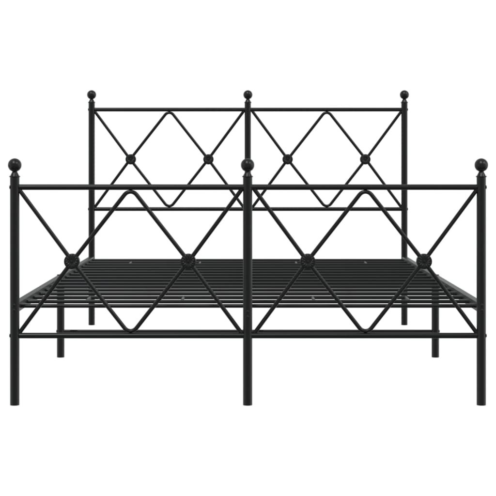 vidaXL Metalowa rama łóżka z wezgłowiem i zanóżkiem, czarna, 120x200cm