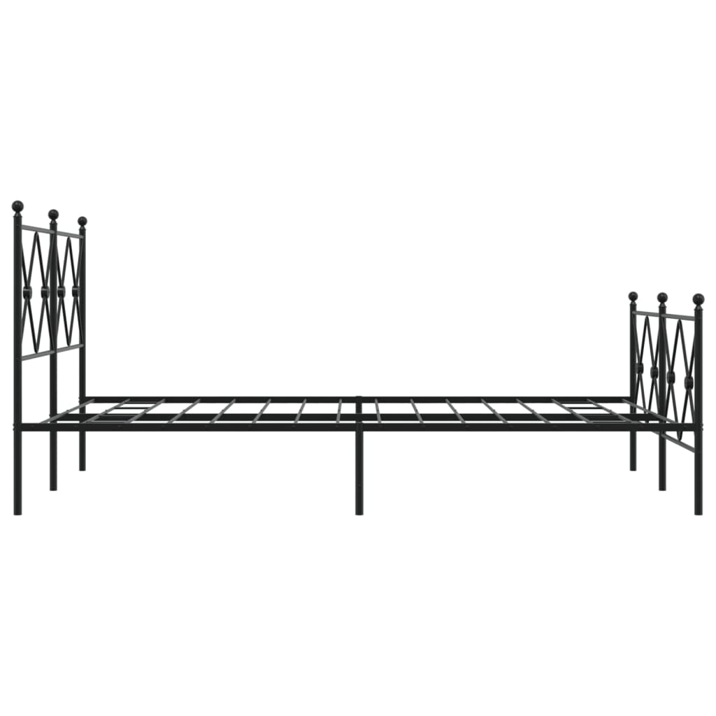 vidaXL Metalowa rama łóżka z wezgłowiem i zanóżkiem, czarna, 120x200cm
