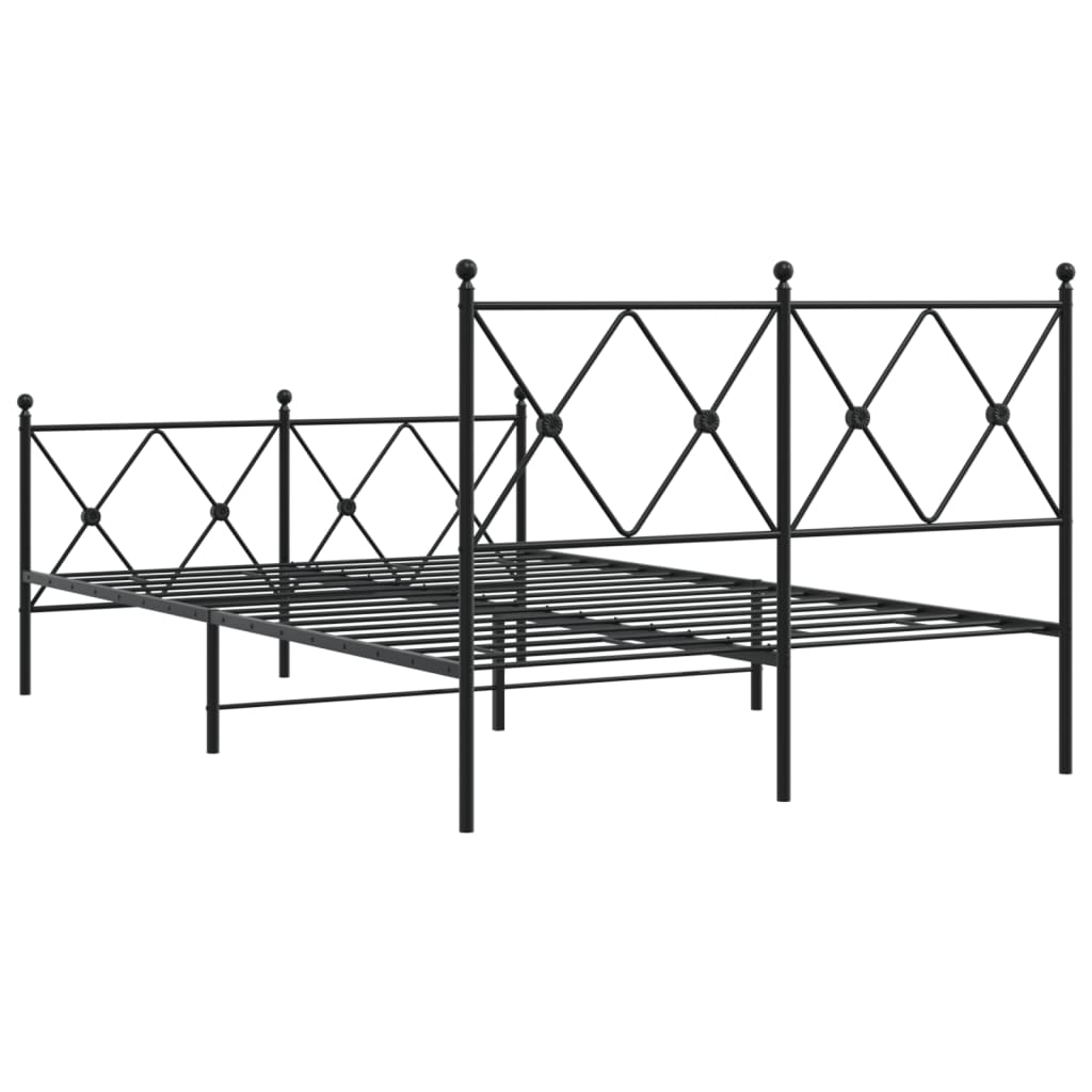 vidaXL Metalowa rama łóżka z wezgłowiem i zanóżkiem, czarna, 120x200cm