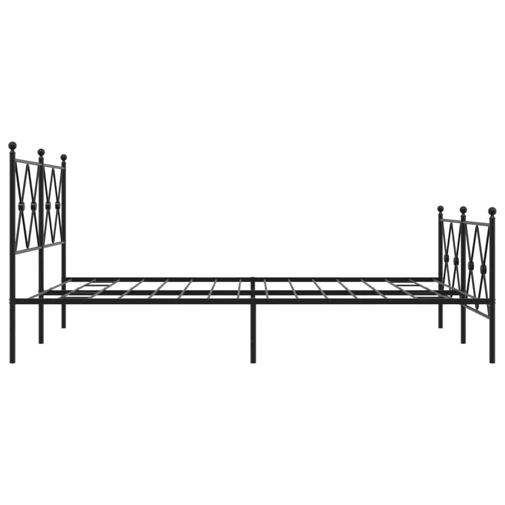 vidaXL Metalowa rama łóżka z wezgłowiem i zanóżkiem, czarna, 137x190cm