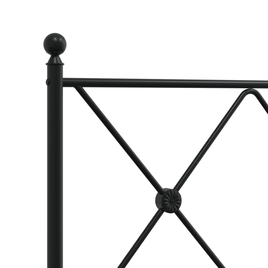 vidaXL Metalowa rama łóżka z wezgłowiem i zanóżkiem, czarna, 137x190cm
