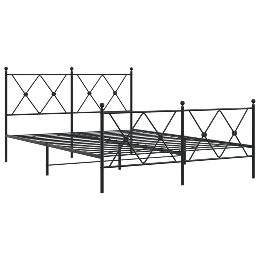 vidaXL Metalowa rama łóżka z wezgłowiem i zanóżkiem, czarna, 140x190cm