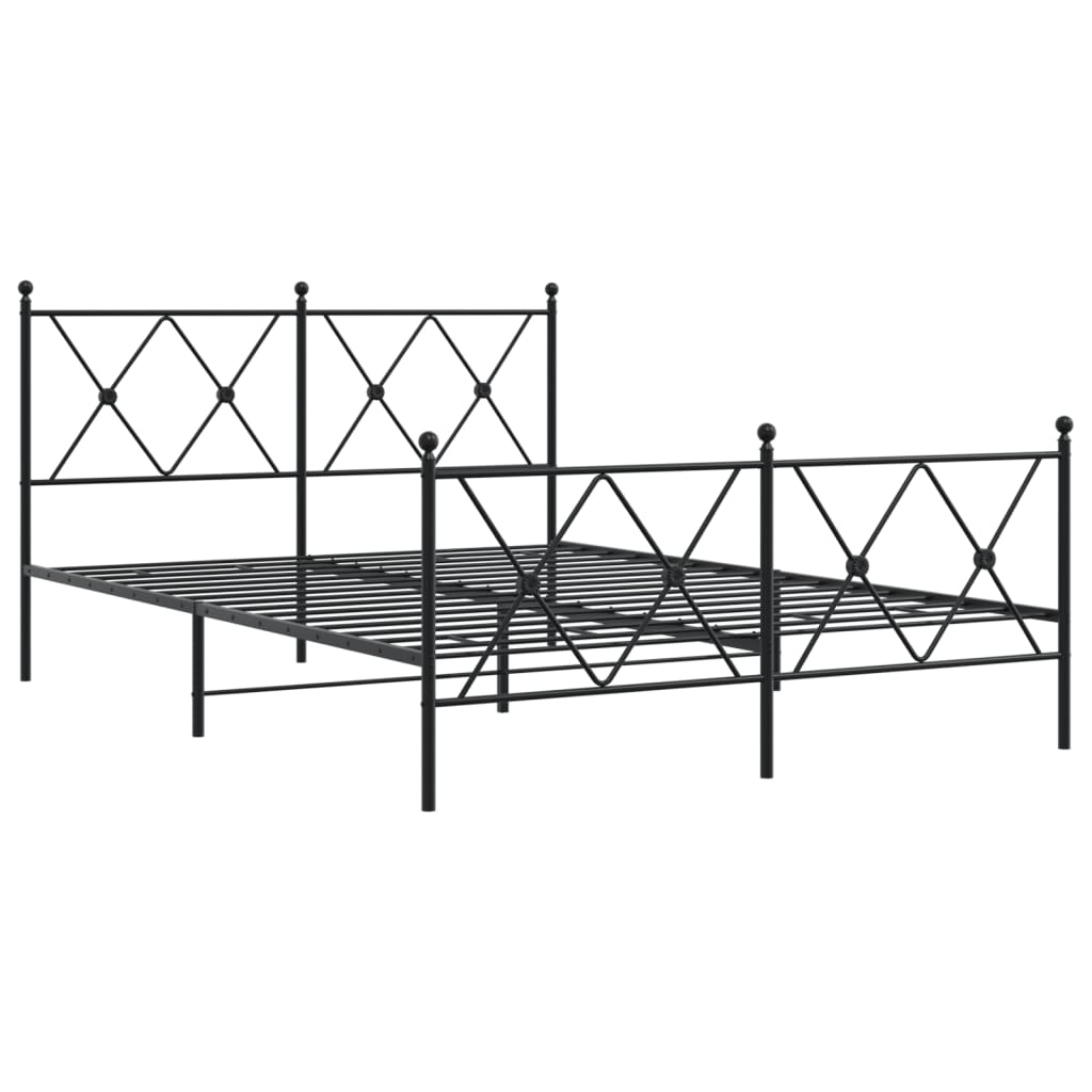 vidaXL Metalowa rama łóżka z wezgłowiem i zanóżkiem, czarna, 140x200cm
