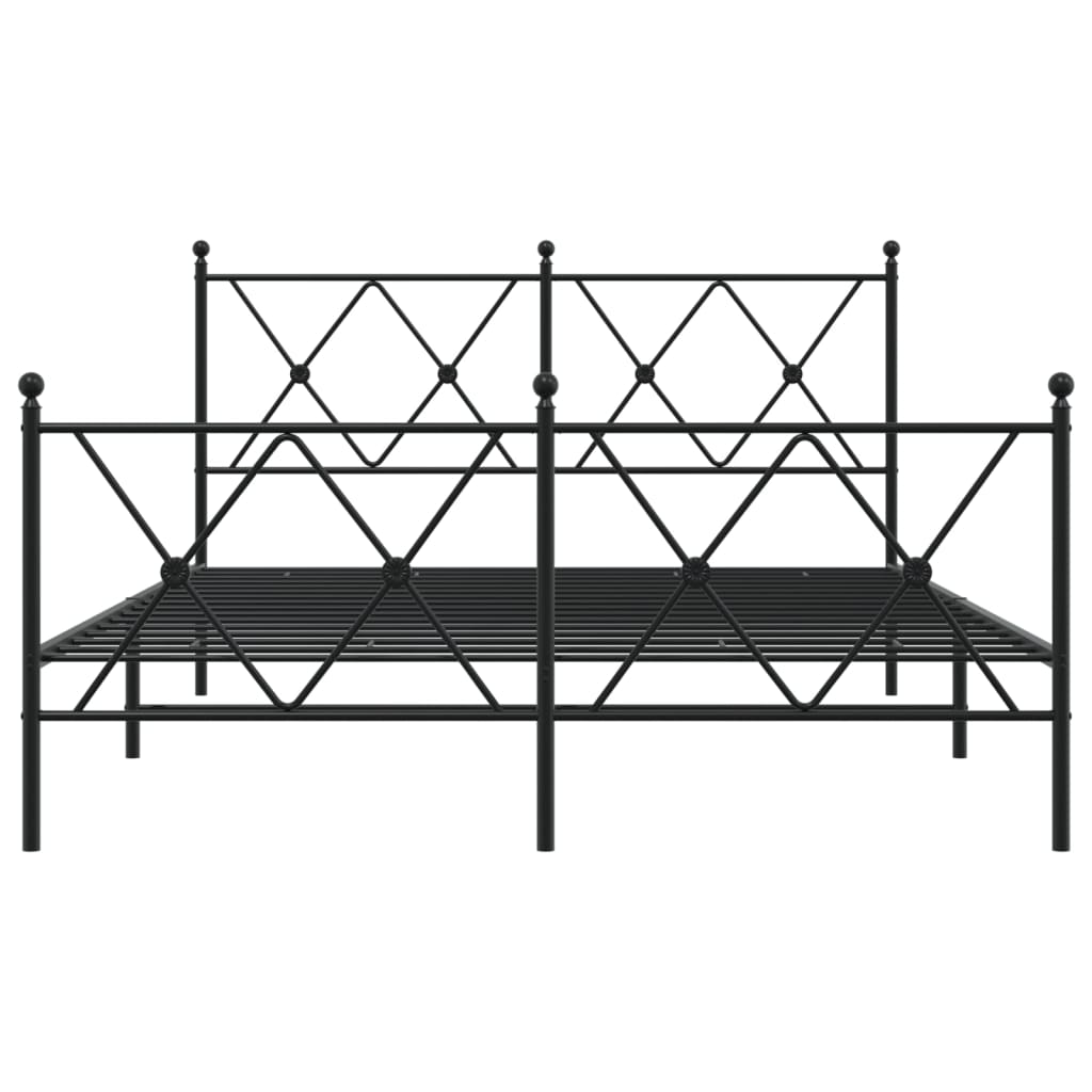 vidaXL Metalowa rama łóżka z wezgłowiem i zanóżkiem, czarna, 140x200cm