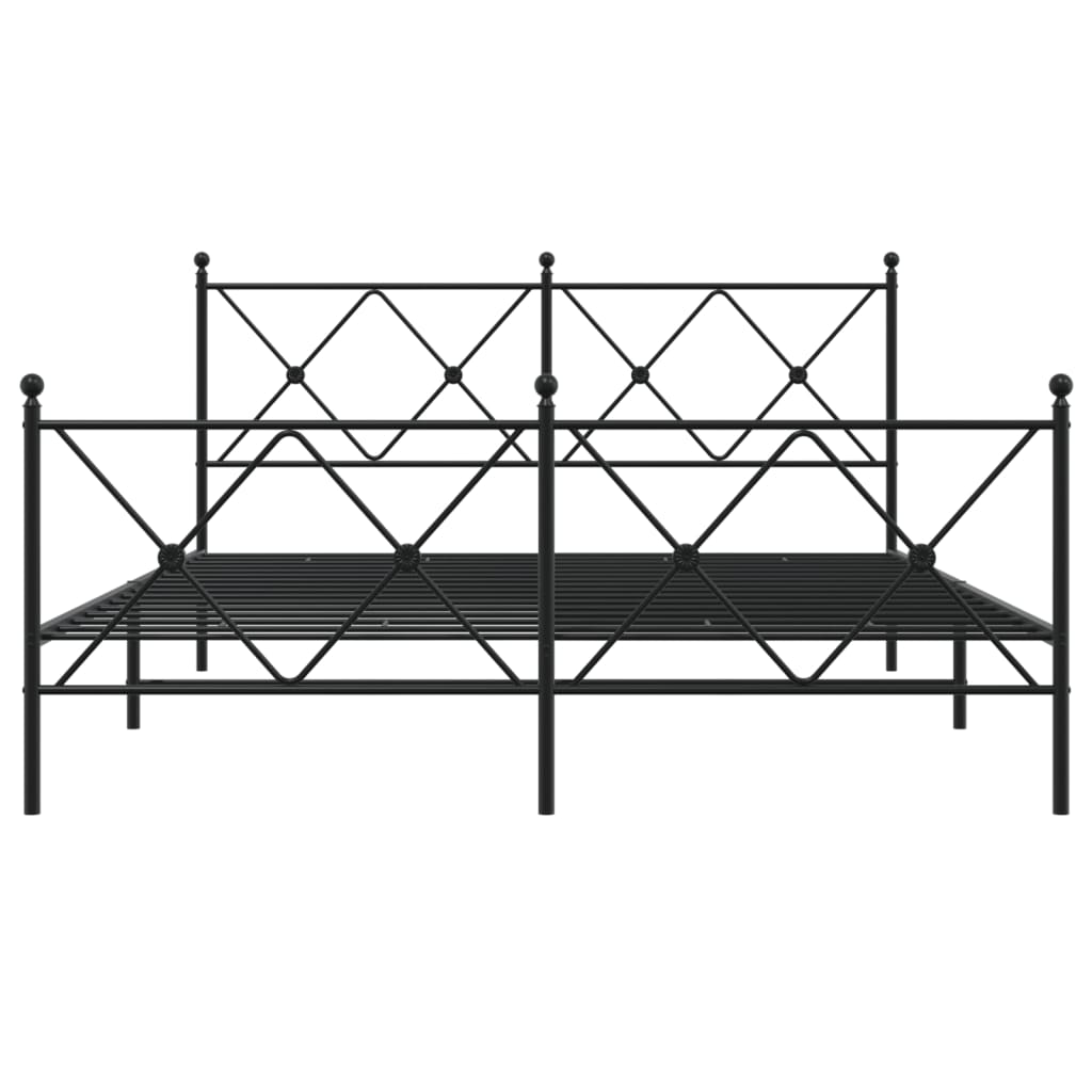 vidaXL Metalowa rama łóżka z wezgłowiem i zanóżkiem, czarna, 150x200cm