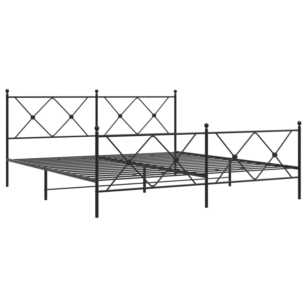 vidaXL Metalowa rama łóżka z wezgłowiem i zanóżkiem, czarna, 183x213cm