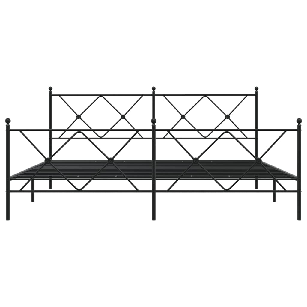 vidaXL Metalowa rama łóżka z wezgłowiem i zanóżkiem, czarna, 183x213cm