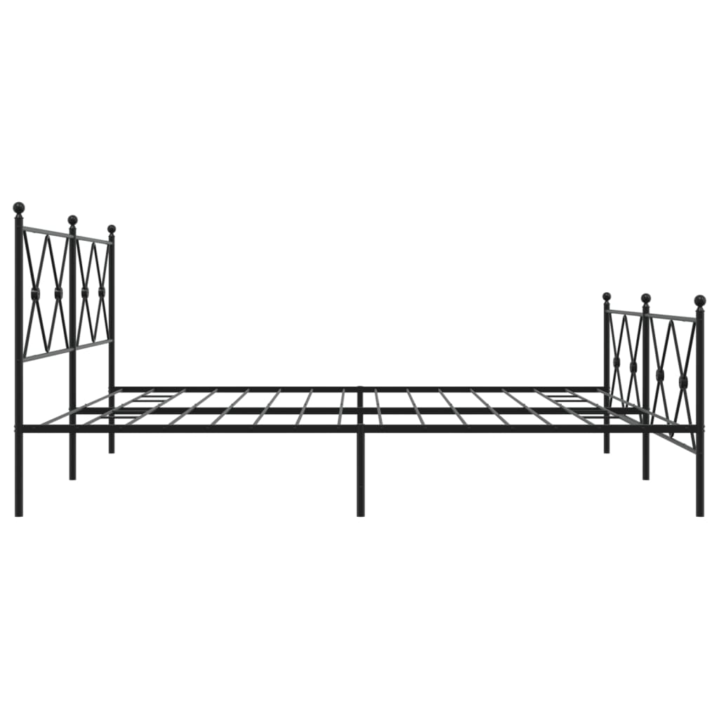 vidaXL Metalowa rama łóżka z wezgłowiem i zanóżkiem, czarna, 183x213cm